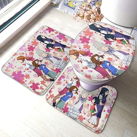Amazon トイレマット あの日見た花の名前を僕達はまだ知らない 6 便座カバー フタカバー 足元マット滑り止め 3点セット 洗面所 トイレ蓋カバー バスルームトイレスリーピース フロアマット 抗菌防臭 浴室用 トイレマット タンクカバー ホーム キッチン オンライン通販