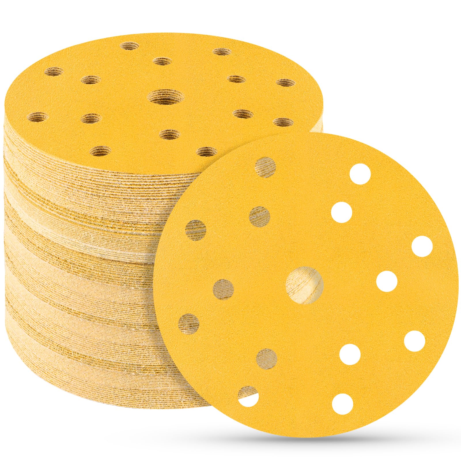STEBRUAM 50pcs 150mm Sanding Discs,220 Grit 6 inch 15 Holes Hook and Loop Sanding Pads for Random Orbital Sander Pads and All Oscillating Tools
