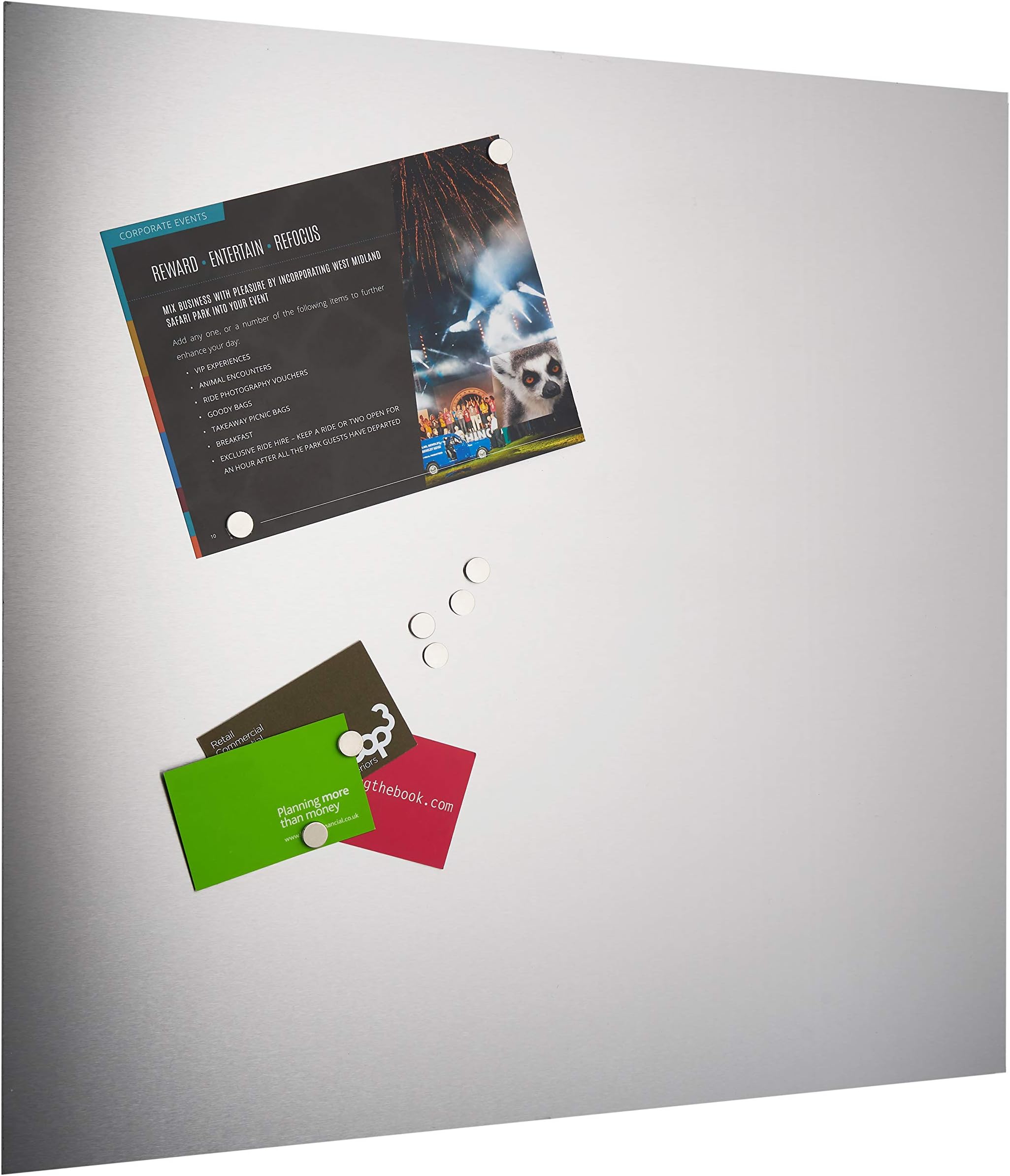 Fire Door Guru® Satin Stainless Steel Magnetic Notice Board/Magnetic Memo Board - 500 x 500mm - Self-Adhesive