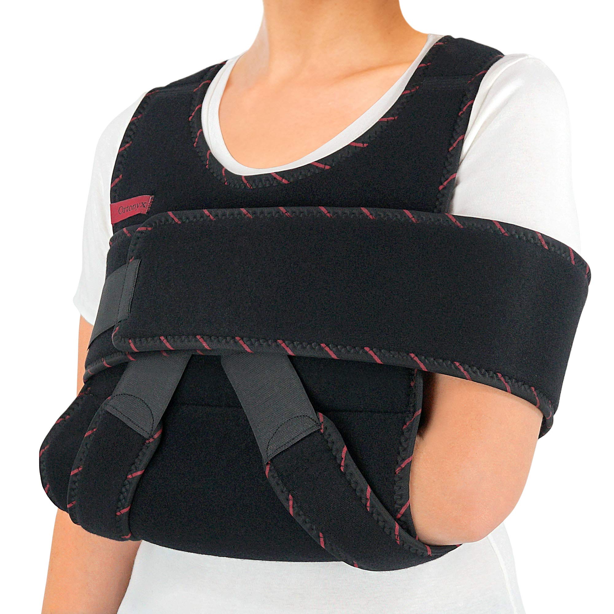 ORTONYX Arm Sling Shoulder Immobilizer Brace - Adjustable Rotator Cuff and Elbow Support ? For Men and Women - Fits Left and Right Hand - Extra Immobilizer Band Provides Extra Protection/Large-XXL