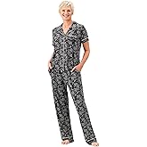 Martha Stewart Pajamas for Women | Luxury 2-Piece Set | Short Sleeve V-Neck Button-Down | Soft, Breathable Comfort