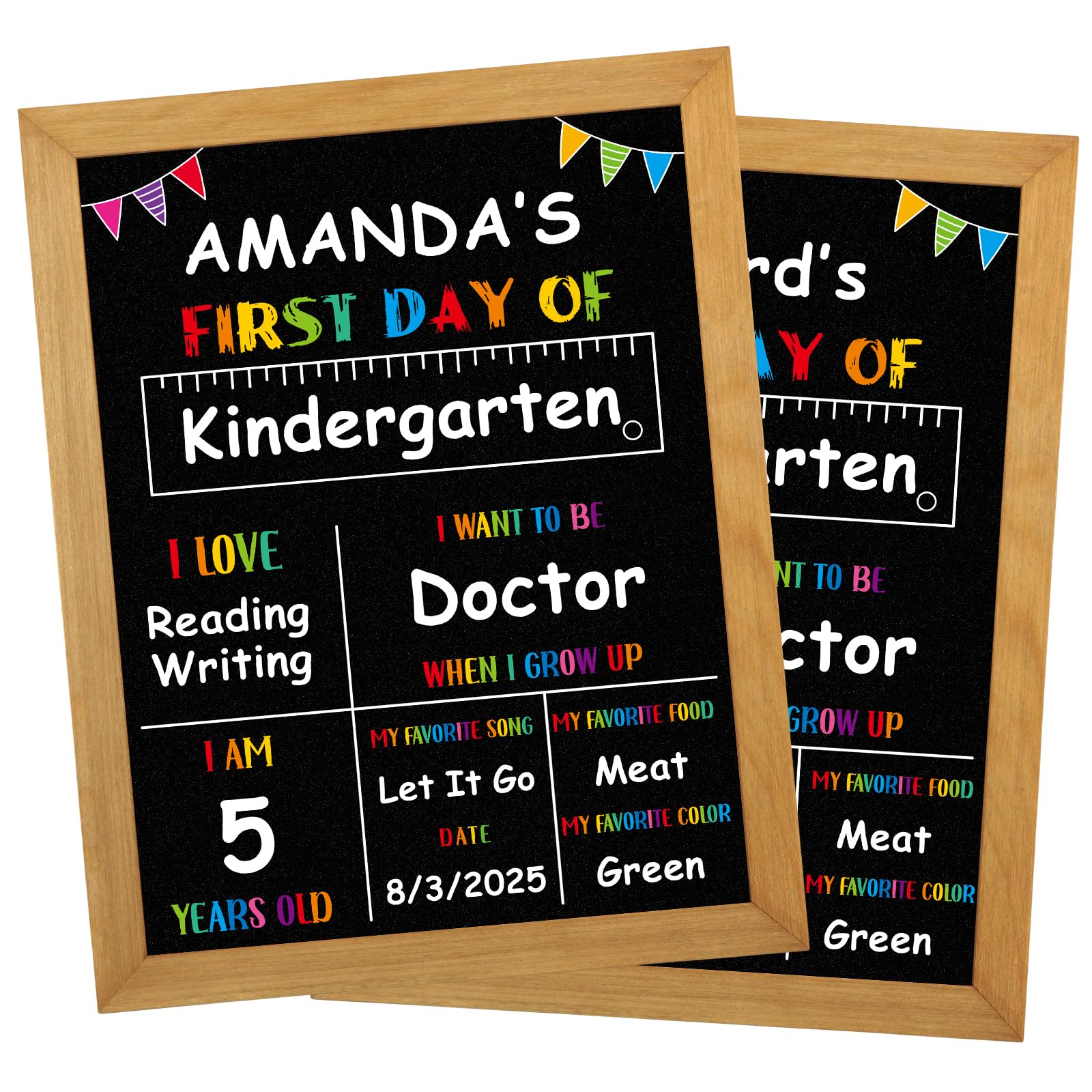 Photo 1 of PETCEE First Day of School Sign - Wood Frame Double Sided Back to School Chalkboard Reusable Erasable 10"x 12" 1st Day of Preschool Pre-K Kindergarten Gifts for Daughter Son Boys Girls