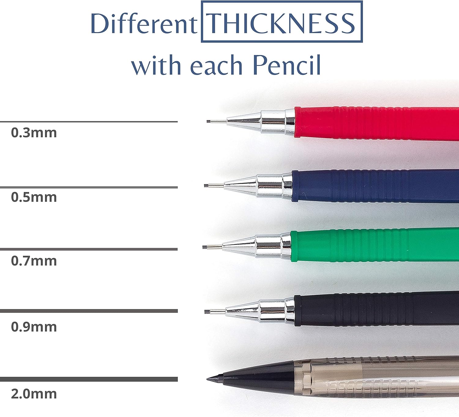 Mr. Pen Mechanical Pencil Set with Lead and Eraser Refills, 5 Sizes - 0.3, 0.5, 0.7, 0.9 and 2 Millimeters, Drafting, Sketching, Illustrations, Architecture, Drawing Mechanical Pencils : Office Products