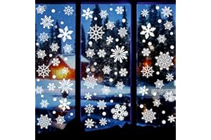 HIDREAS 238 PCS Christmas Snowflake Window Clings Decorations, Xmas Window Stickers Decal 8 Sheets
