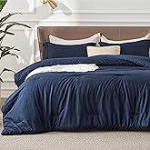 Bedsure Twin/Twin XL Comforter Set - Navy Soft Bedding for All Seasons, Cationic Dyed Bed Set, 2 Pieces, 1 Twin Size Comforter (68"x88") and 1 Pillow Sham (20"x26"+2")