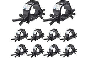 1-1/2" OD Black Stage Light Clamp, 10PCS GZhumin Premium 1.37-1.57 Inch Aluminium Small Size Truss Clamps with TUV Certified, Heavy Duty 165LB Lighting Clamps, Fit for 35-40 mm OD Tube/Pipe