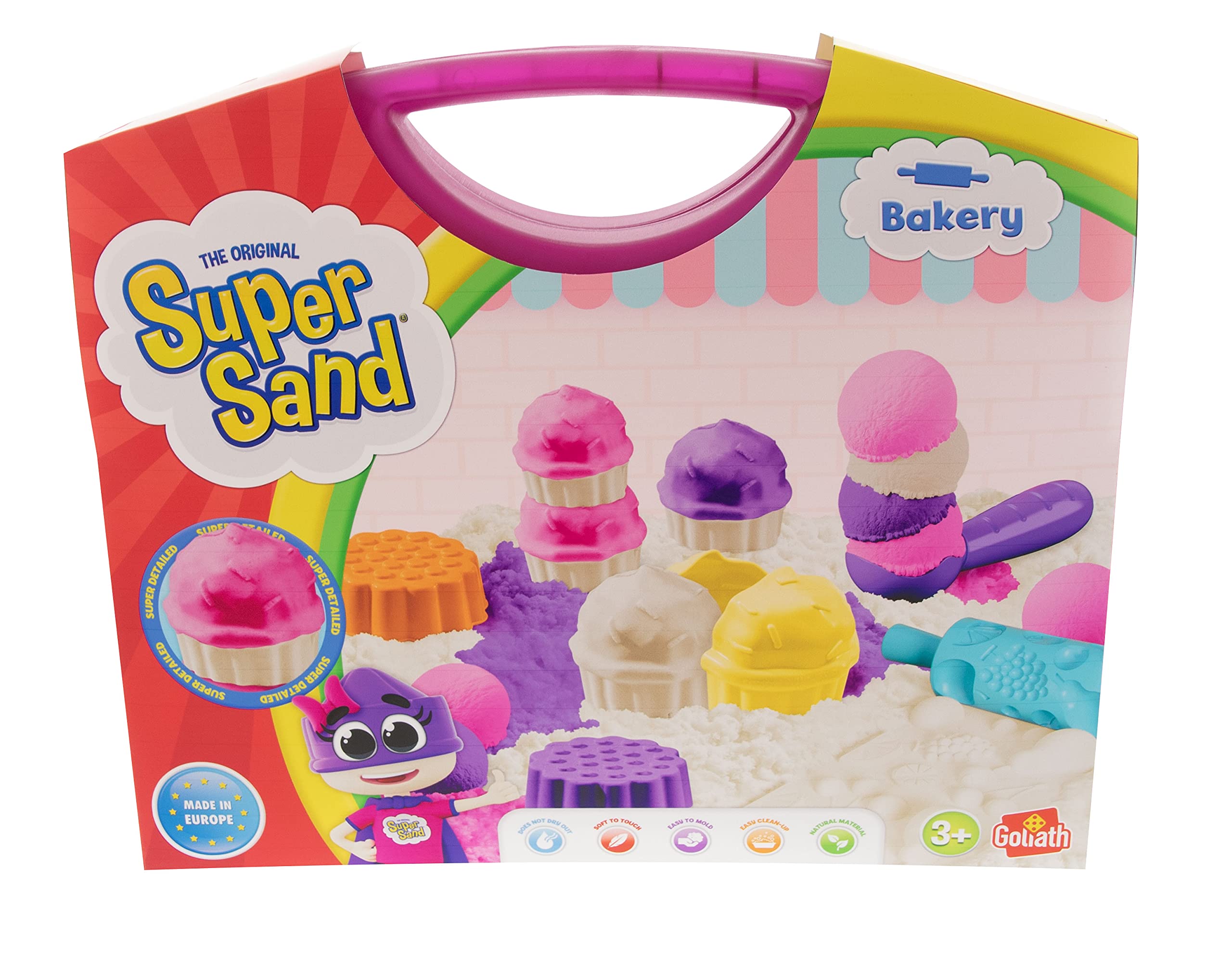 SUPER SAND Goliath Bakery Case - Cooking Game - Magic Sand Soft to The Touch - Does Not Dry Out - Creative Hobbies for Children Aged 3 and Above - Like Modelling Clay