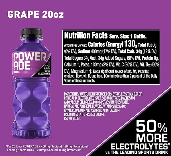 POWERADE GRAPE, 20 FL OZ, 8 PACK