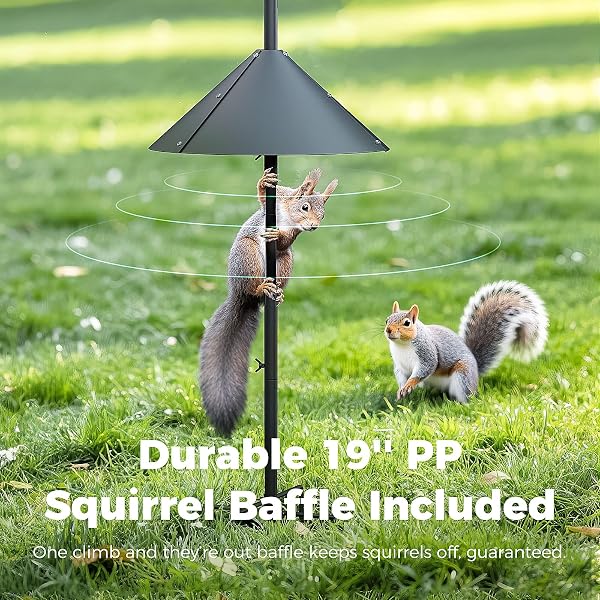 PERCHME BIRD FEEDER POLE WITH SQUIRREL BAFFLE, 92” INCH 360° ROTATING HEAVY-DUTY BIRD HOUSE POLE FOR OUTDOORS,ADJUSTABLE HEIGHT,UNIVERSAL MOUNT KIT FOR BIRD FEEDER CAMERAS&HOUSES (92” BLACK)