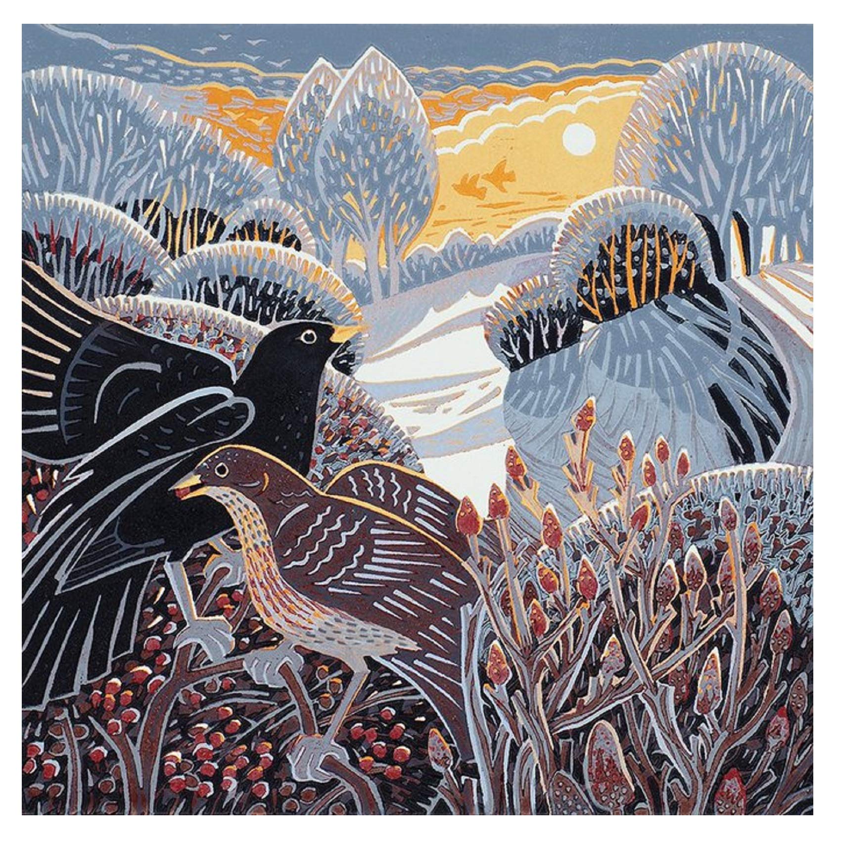 Museums & Galleries - Set of 5 Christmas Charity Cards - Winter Glow by Annie Soudain (16.3 x 16.3 cm)