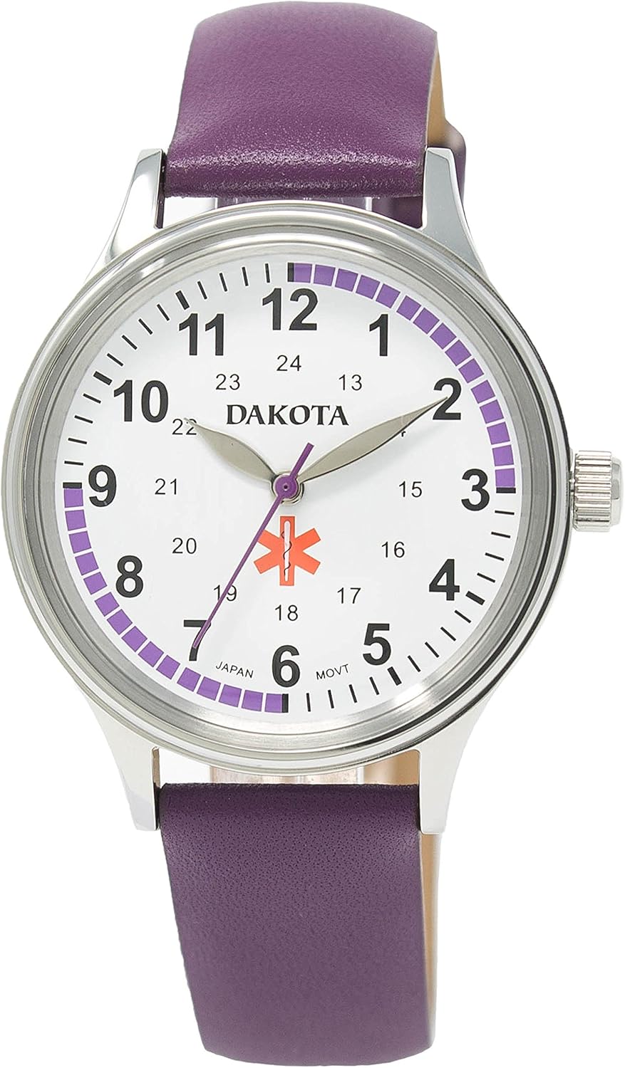 Amazon Com Dakota Nurse Watch For Women Water Resistant With Purple Leather Strap Nursing Medical Watch Scrub Watch Watches