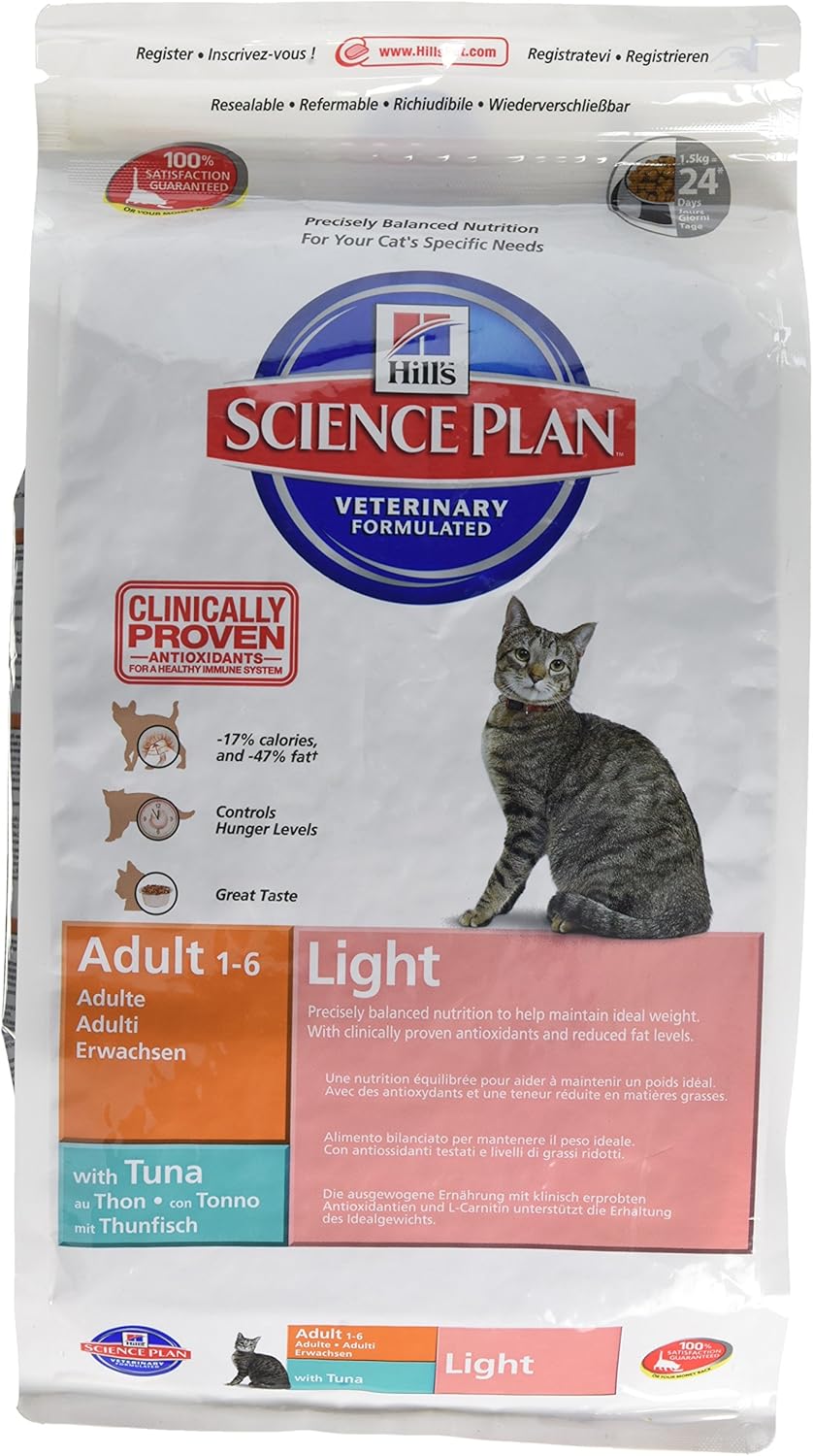 Hill's Cat Food Light Adult with Tuna Dry Mix 1.5 kg Amazon.co.uk Pet