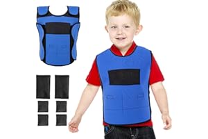 OUTREE Weighted Vest for Kids with Sensory Needs, Compression Vest for Kids with ADHD and Autism, Calming and Supportive Kids Weighted Vest with Adjustable Weights(Small Blue)