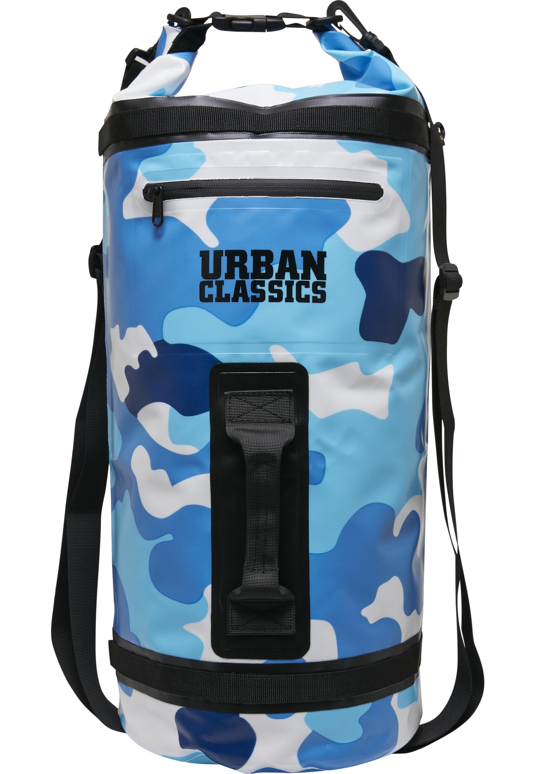 Urban Classics Unisex Backpack Multifunctional Bag Water Resistant Large Zip Pocket 2 Mesh Pockets on The Front with 2 Canvas Straps and Handle in 3 Colours 3 litres, Bluewhitecamo, Large