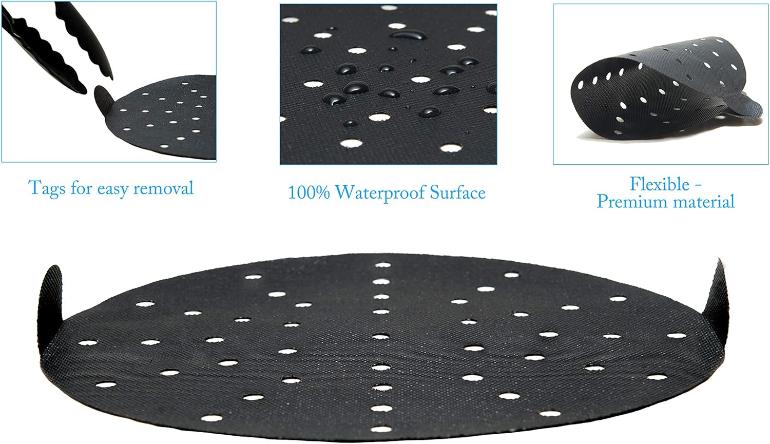 MATI 2PCS Reusable Air Fryer Liners, Non Stick Surface, Large Air Circulation Holes, Tags to Remove Liner, Easy to Clean - Image 3