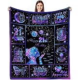 Hudodmn 21st Birthday Gifts for Her, Gifts for 21 Year Old Female, 21 Year Old Birthday Gifts for Women, Happy 21st Birthday Gift Ideas, 21st Birthday Decorations Throw Blanket 60"X50"