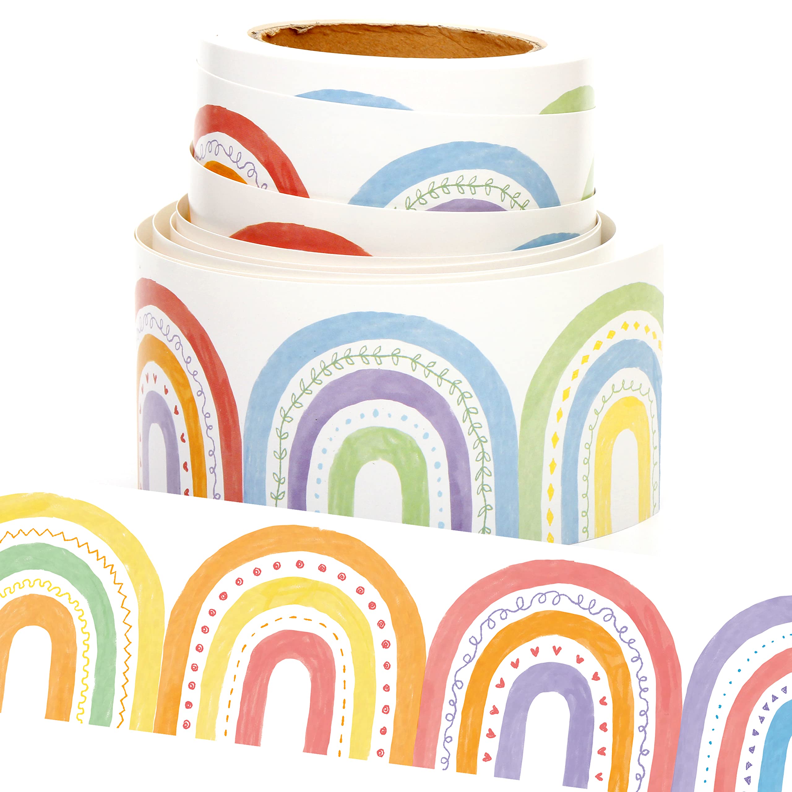 Photo 1 of Youngever 52.5 ft Bulletin Board Borders for Classroom Decoration, Rainbow Design