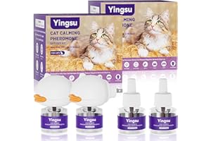 Yingsu Therapet MD Cat Diffuser for Multicat, Cat Calming Diffuser, Cat Pheromones Calming Diffuser, Relaxing Pheromone for Reduce Anxiety Relief Stress, 2 Diffusers 4 Refills