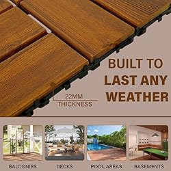 10 PCS Interlocking Deck Tiles 12" x 12", 8 Slats