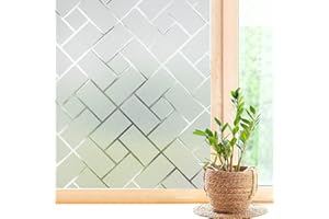 Coavas Window Privacy Film: Non-Adhesive Privacy Window Film Frosted Glass Window Film Sun Blocking Window Film Heat Control UV Blocking for Home Office, 17.5 x 78.7 inches