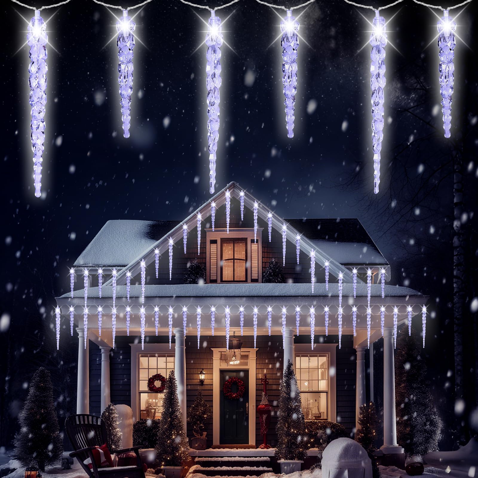 Photo 1 of (New) Outdoor Icicle Lights, 16.2Ft 40 LED Twinkling Icicle String Lights, Connectable 40 Tubes Chrisitmas Lights, Waterproof Hanging Christmas Ornament Plug in for Wedding, New Year, Home Decor