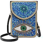 Ayuoejik Small Beaded Crossbody Bag for Women, Boho Cell Phone Shoulder Purse Wallet with Handcrafted Colorful Beads