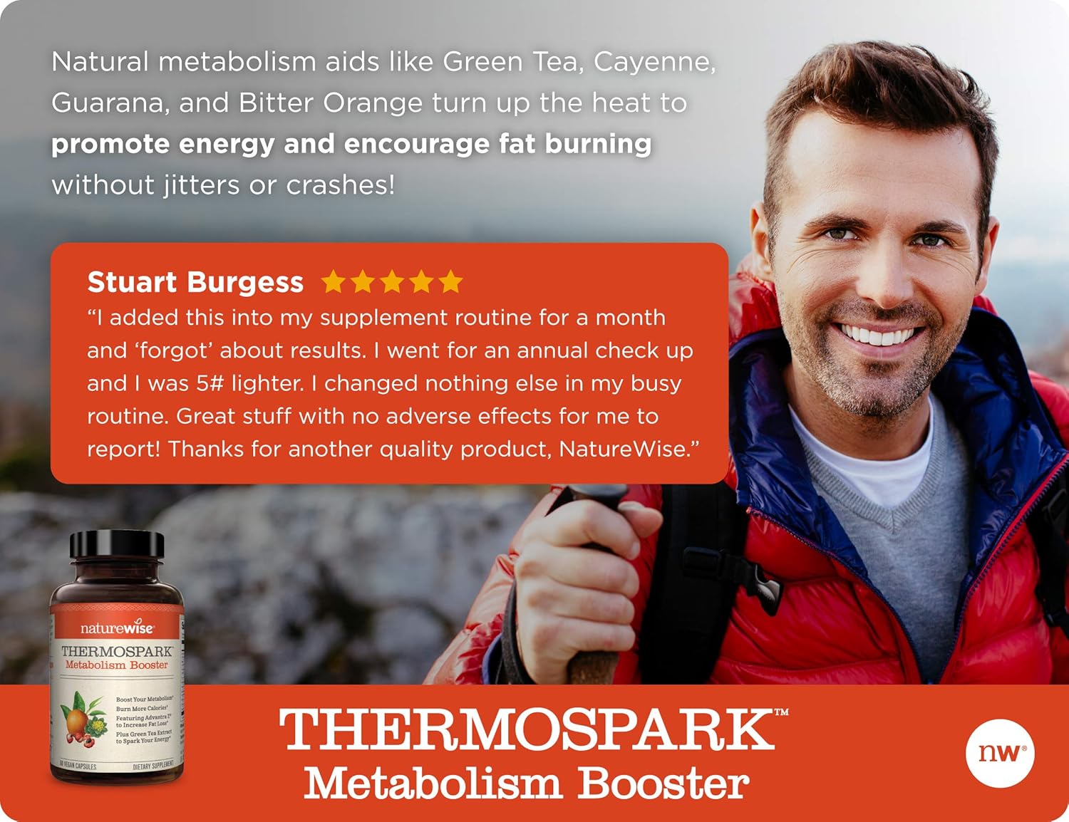 NatureWise Thermo Blend Metabolism Booster | Natural Thermogenic Fat Burner Appetite Suppressant & Weight Loss Pills for Men & Women | Green Tea Extract & Bitter Orange, Vegan, & Gluten Free [1 Month]: Health & Personal Care