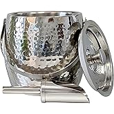 BREKX 3-QT Insulated Ice Buckets for Parties with Lid and Scoop - Iceberg Anchored Wine Chiller Champagne Bucket for Cocktail Bar, Metal Bucket with Lid, Non-Sweat