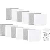 BEBE FAVOUR 12 Pack Baby Washcloths 100% Cotton - Small Terry Wash Cloths 7.8" x 7.8" Soft Face Washcloth for Hand Body Sensitive Skin Thin Absorbent Wipes for Newborns Infant