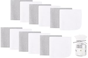 BEBE FAVOUR 12 Pack Baby Washcloths 100% Cotton - Small Terry Wash Cloths 7.8" x 7.8" Soft Face Washcloth for Hand Body Sensitive Skin Thin Absorbent Wipes for Newborns Infant