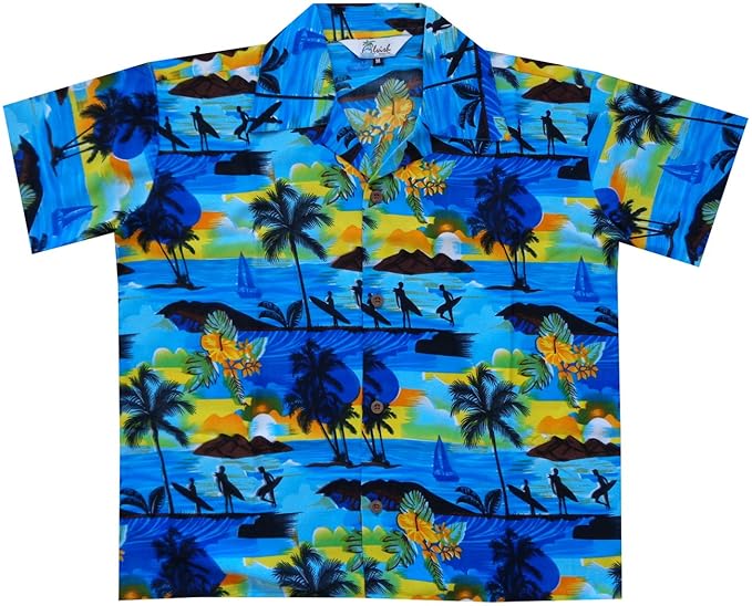 Hawaiian Shirts Boys Allover Print Beach Aloha Party Camp Short Sleeve