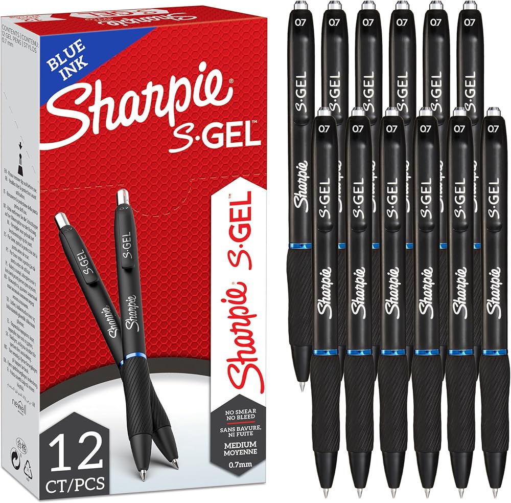 Sharpie S-Gel Gel Pens Medium Point Blue Ink 12 Count