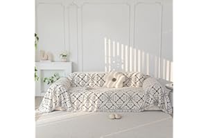 HANDONTIME Black Farmhouse Sofa Seat Covers Geometric Sofa Covers for Dogs Childs Vintage Chic Couch Cover Cushion Cover Washable Chenille Flower Sofa Slipcover for L Shaped, Thick, Soft, 71" X118"