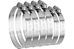 Dianrui 6PCS 6inch + 4inch Hose Clamps Stainless Steel 304 Duct Clamps Dry Vent Clamp Air Ducting Clamps Worm Hose Clamp for Plumbing, Automotive And Mechanical (91mm-165mm)