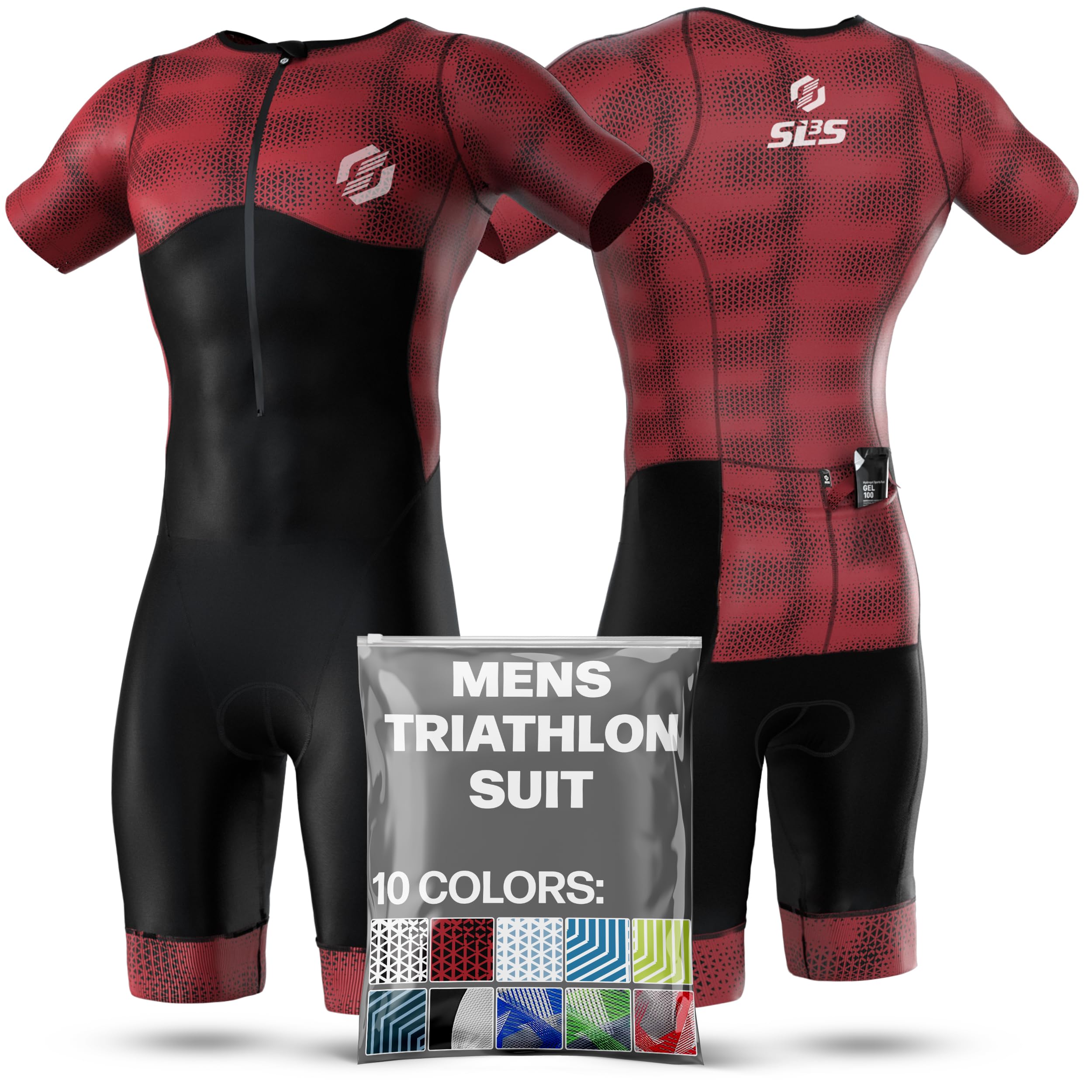 SLS3 Triathlon Suits Mens - Aerodynamic Sleeved Tri Suit Men – Lightweight Trisuit with Premium FX Fabrics - 2 Pockets (Flash, Small)