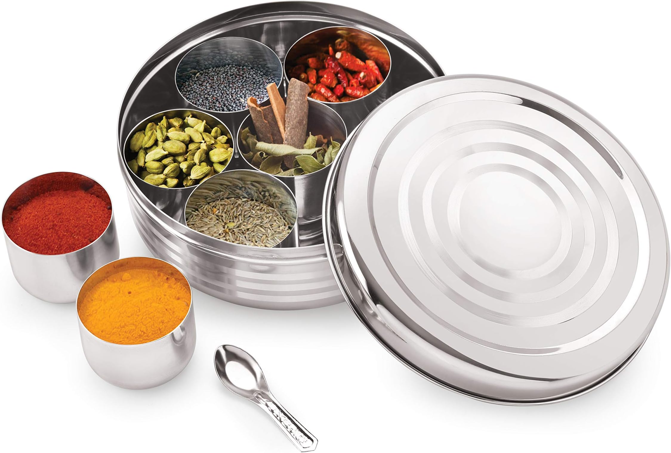 HAZEL Kitchen Storage Steel Container Masala Dabba - Large (SR Puri RBW)