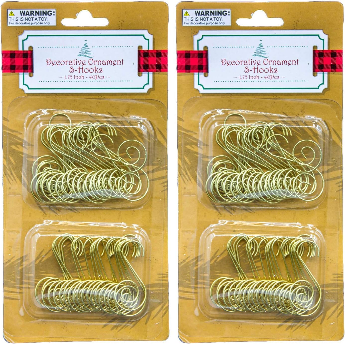 Ornament Hooks - Regent Christmas Ornament Hooks (80 Count Total) Decorative S Hooks, Gold, 1.75 Inch