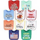 The Peanutshell Baby Boy or Girl Terry Bibs Set of 10-100% Cotton, Soft, Absorbent Baby Bibs, Unisex Toddler Boy or Girl Set, Newborn &amp; Infant - Holiday