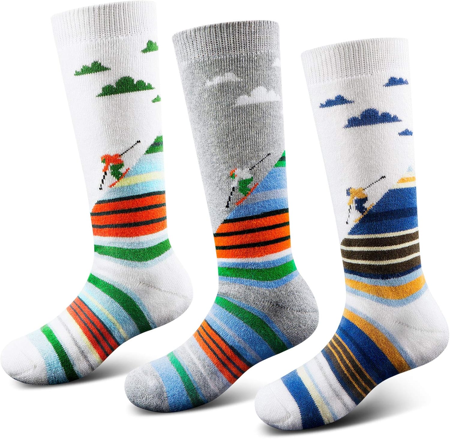 Ski Socks Kids Winter Warm Thermal Snow Socks, Skiing Snowboarding Skating for Toddler Boys and Girls (2 Pairs or 3 Pairs): Clothing