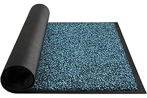 Mibao Front Door Mat, Dirt Trapper Welcome Mat for Outdoor Indoor, Non-Slip Waterproof Doormat, Durable Machine Washable Low Profile Entry Rug for Back Door Outside Patio Porch, 36" x 24", Blue