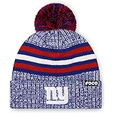 FOCO NFL Unisex-Adult NFL Team Logo Heather Stripe Pom Beanie Hat