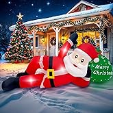 OurWarm 12 Ft Christmas Inflatable Outdoor Decoration, Giant Lying Santa Claus Inflatable Christmas Decorations Outdoor with LED Lights, Xmas Blow Ups for Outside Holiday Yard Garden Lawn Decor