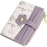 GAEKEAO Small Wallets for Women RFID Blocking Bifold Floral Vegan Leather Wallet Card Holder with ID Window & Zipper Pocket