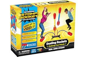 The Original Stomp Rocket Dueling Rockets Launcher, 4 Rockets and Toy Rocket Launcher - Outdoor Rocket STEM Gift for Boys and