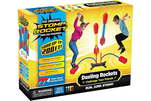 Stomp Rocket Original Dueling Rocket Launcher for Kids, 4 Rockets - Fun Backyard & Outdoor Kids Toys Gifts for Boys & Girls -