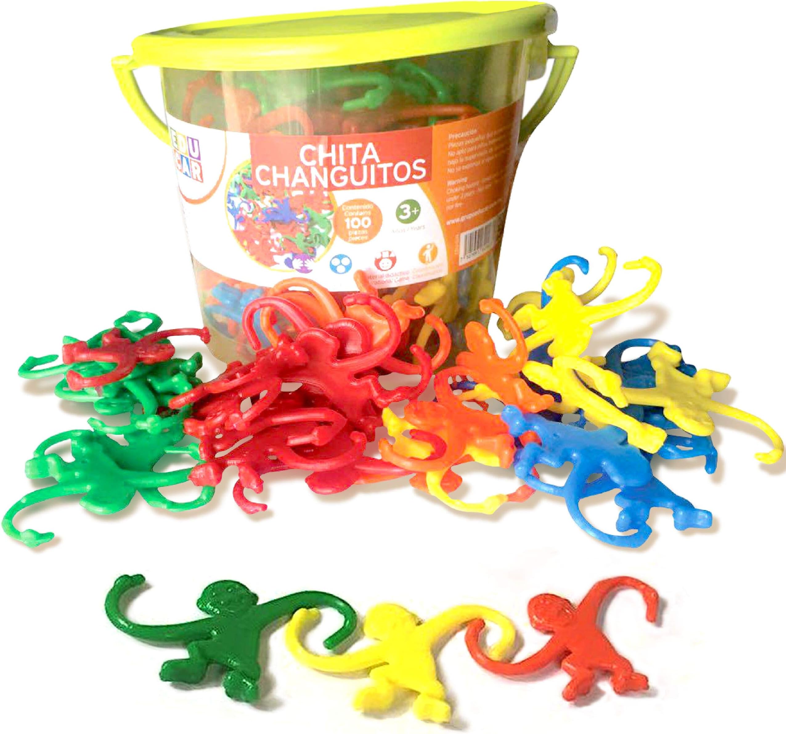 Bucket Barrel of Monkeys Game Hours of Fun Counting, Color Sorting