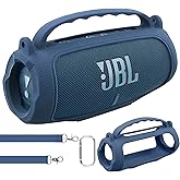 co2CREA Silicone Case for JBL Charge 5 Portable Waterproof Bluetooth Speaker, Portable Travel Soft Cover with Shoulder Strap, Protective Skin Case (Blue)