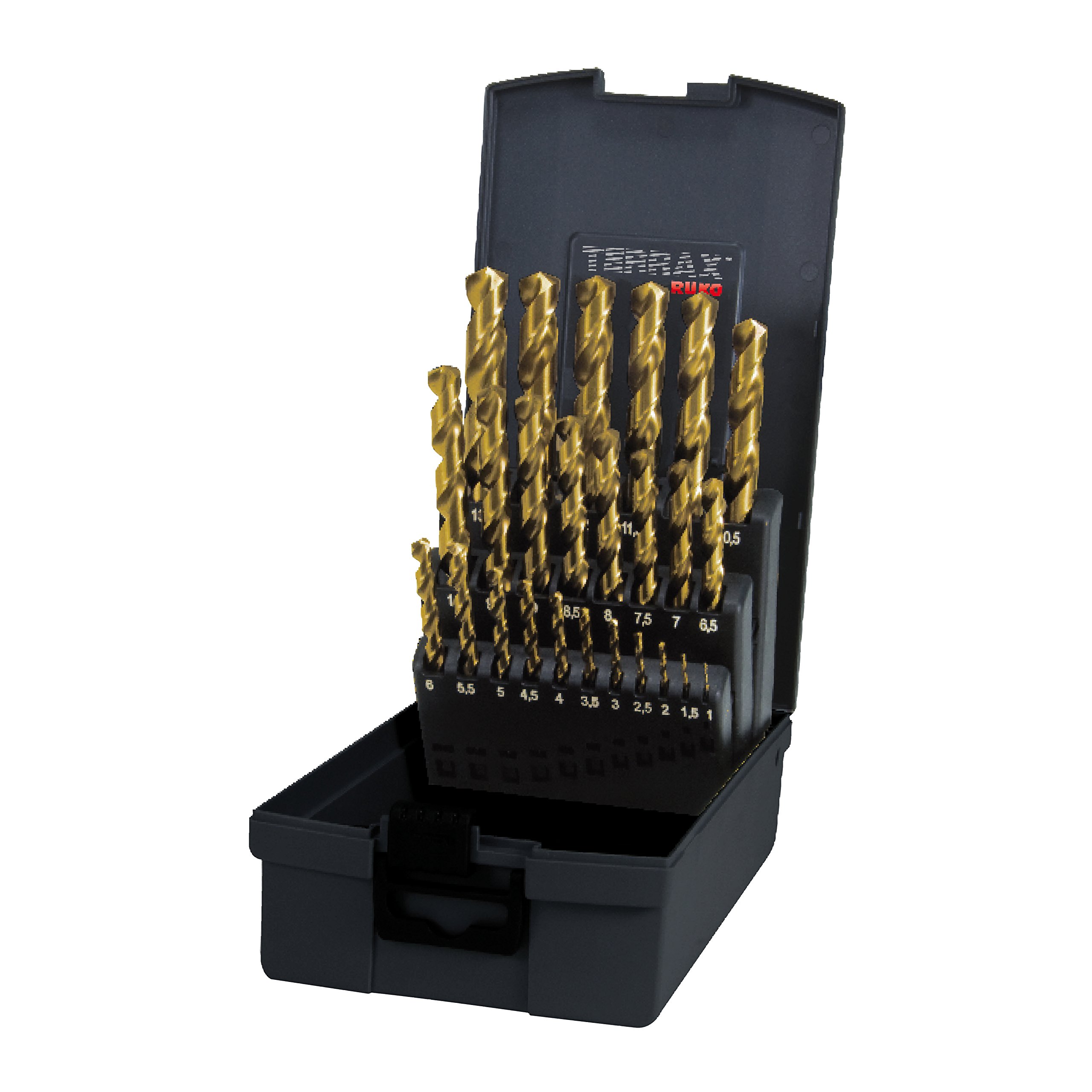 Terrax by RUKO Drill Bits cilindricas HSS-TiN 25P