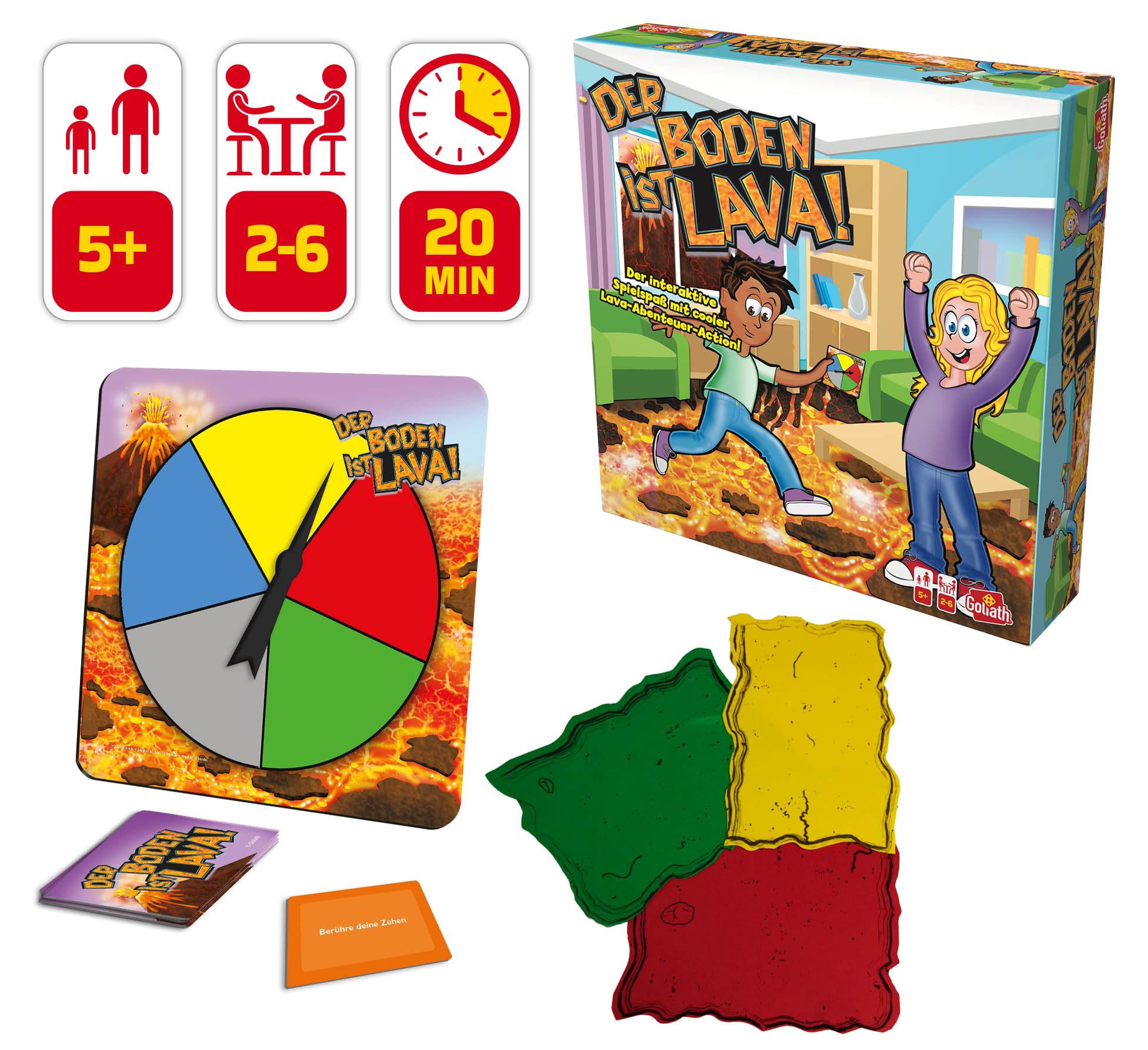 Goliath - Der Boden ist Lava, Spiel voller Bewegung für Drinnen und Draußen ab 5 Jahren, Für die Ganze Familie, Gesellschaftsspiel für 2 bis 6 Spieler