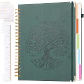 5 Subject Notebook College Ruled, Hardcover Leather Spiral Notebook Journal | A5 Notebook with Dividers, 300 Page No Bleed Thick Paper, Durable Lay Flat Bound for Women Men Work School Notes Organizer